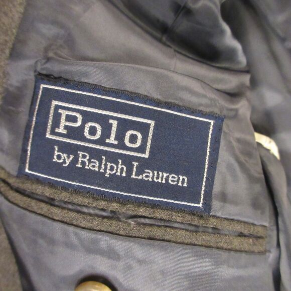 VTG Polo Ralph‎ Lauren Blazer Suit Jacket 43R USA Union Made Wool Solid Gray - Picture 3 of 14